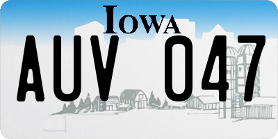 IA license plate AUV047