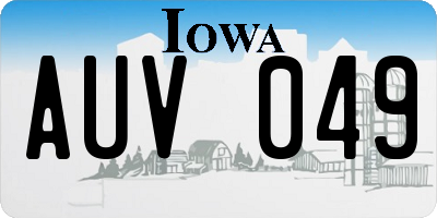 IA license plate AUV049