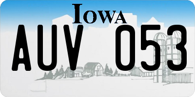 IA license plate AUV053