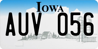 IA license plate AUV056