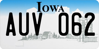 IA license plate AUV062