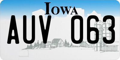 IA license plate AUV063