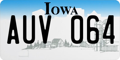 IA license plate AUV064
