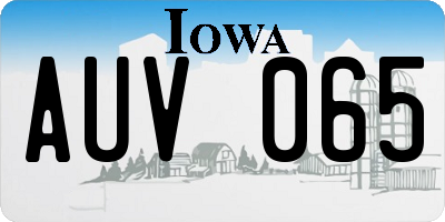 IA license plate AUV065