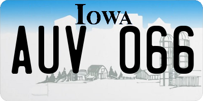 IA license plate AUV066