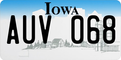 IA license plate AUV068