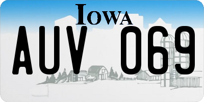 IA license plate AUV069