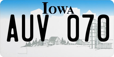 IA license plate AUV070
