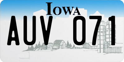 IA license plate AUV071