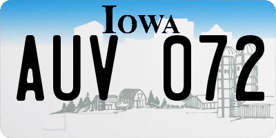 IA license plate AUV072