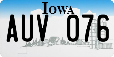 IA license plate AUV076