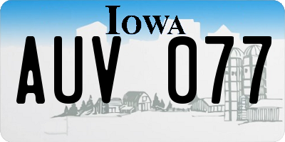 IA license plate AUV077