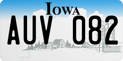 IA license plate AUV082
