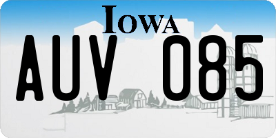 IA license plate AUV085
