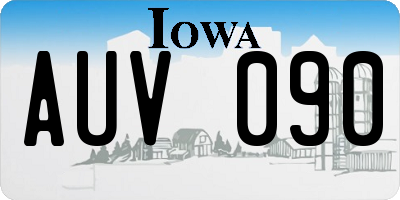 IA license plate AUV090