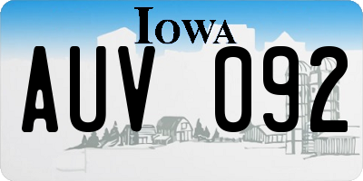 IA license plate AUV092