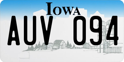 IA license plate AUV094