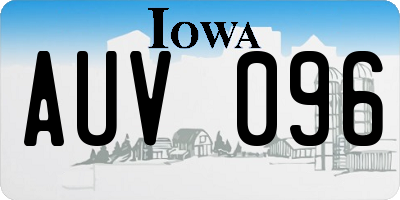 IA license plate AUV096