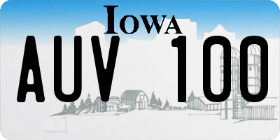 IA license plate AUV100