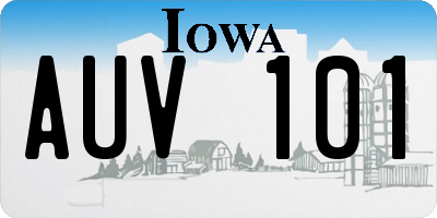 IA license plate AUV101