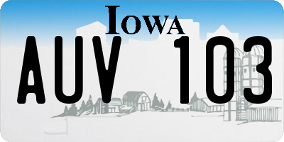 IA license plate AUV103