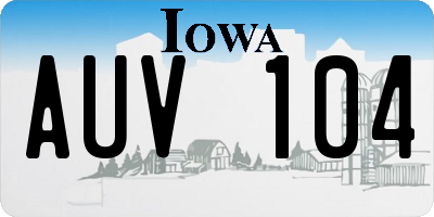 IA license plate AUV104