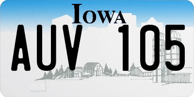 IA license plate AUV105