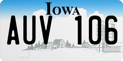 IA license plate AUV106