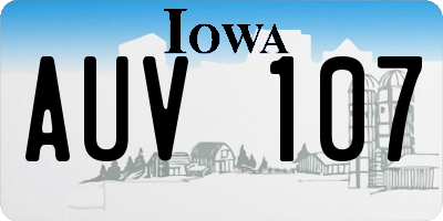 IA license plate AUV107