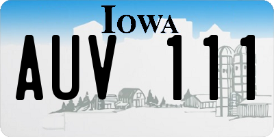 IA license plate AUV111