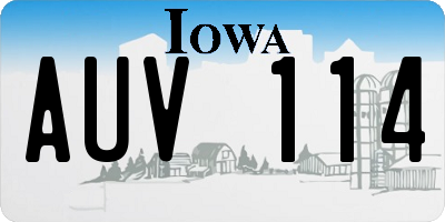 IA license plate AUV114