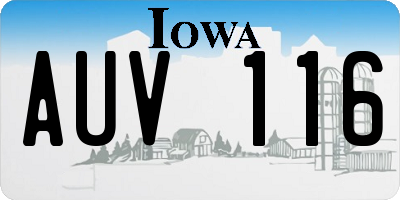 IA license plate AUV116