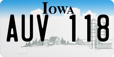 IA license plate AUV118