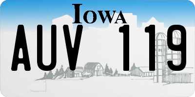 IA license plate AUV119