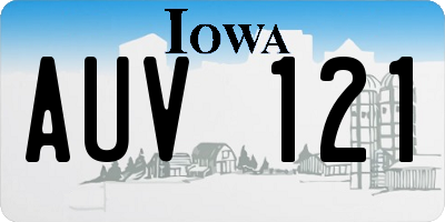 IA license plate AUV121
