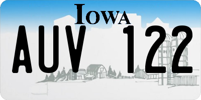 IA license plate AUV122
