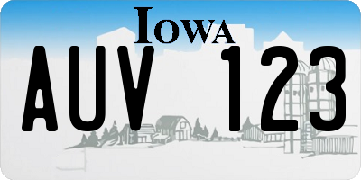 IA license plate AUV123
