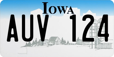 IA license plate AUV124