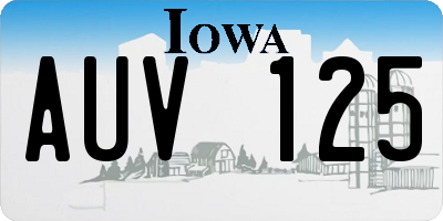 IA license plate AUV125