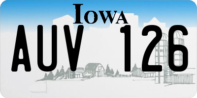 IA license plate AUV126
