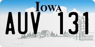 IA license plate AUV131