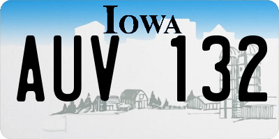 IA license plate AUV132