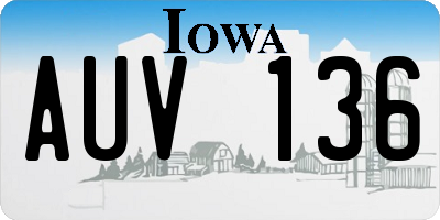 IA license plate AUV136