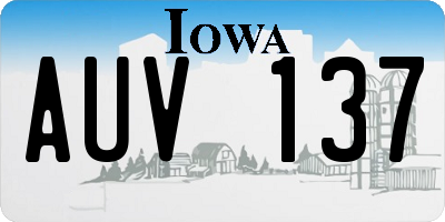 IA license plate AUV137