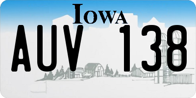 IA license plate AUV138