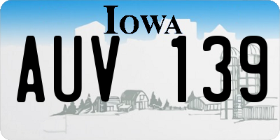 IA license plate AUV139