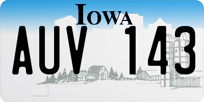 IA license plate AUV143