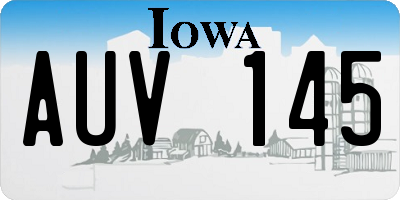 IA license plate AUV145