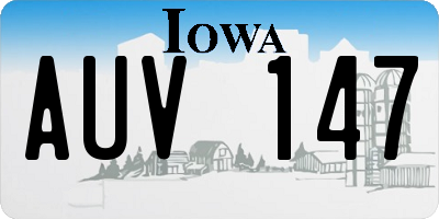 IA license plate AUV147