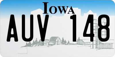 IA license plate AUV148